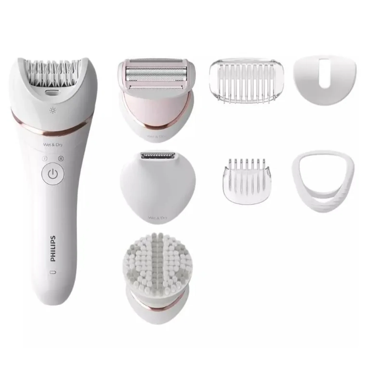 Епілятор Philips 8000 series дисковий, акумул., пінцет.-32, волог.+сух., насадок-7, футляр, білий, BRE735/00 UA